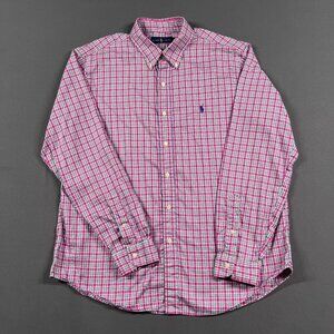 Polo Ralph Lauren Shirt Mens Extra Large Pink Blue Plaid Pony Preppy Classic